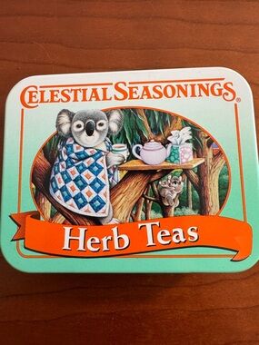 Celestial Seasonings Herb Teas  Mini Tin - Mint Green and Orange